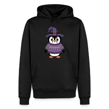 Pingouin mignon Halloween en costume de sorcière - Sweat à capuche Premium bio Homme - noir - Devant - Nico (187cm)