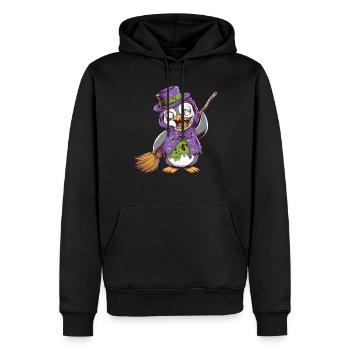 Halloween Penguin Zombie Mit Besen Und Hut - Männer Premium Bio Hoodie - Schwarz - Vorne - Nico (187cm)