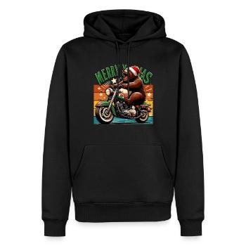 Noël Noël ours moto rétro biker drôle - Sweat à capuche Premium bio Homme - noir - Devant - Nico (187cm)