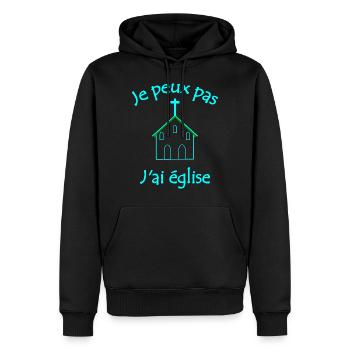 Ich kann keine Kirche haben - Männer Premium Bio Hoodie - Schwarz - Vorne - Nico (187cm)