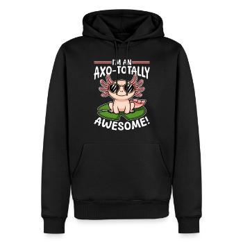Drôle d’axolotl kawaii je suis un axo-totalement génial ! - Sweat à capuche Premium bio Homme - noir - Devant - Nico (187cm)