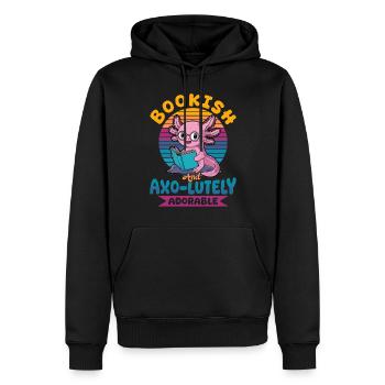 Livres Axolotl Kawaii Livresques et Axo-luths - Sweat à capuche Premium bio Homme - noir - Devant - Nico (187cm)