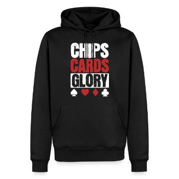 Chips, Cards, Glory Poker Lover - Men’s Premium Organic Hoodie - black - Front - Nico (187cm)