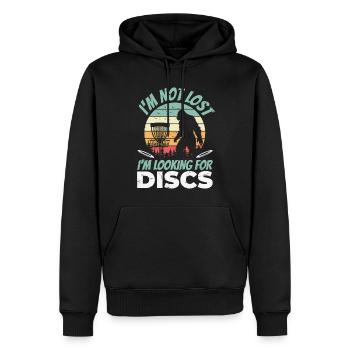 Je ne suis pas perdu Je cherche des disques Disque de golf drôle - Sweat à capuche Premium bio Homme - noir - Devant - Nico (187cm)