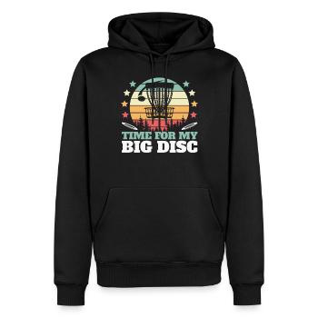 C’est l’heure de mon Big Disc Disc Golf rétro - Sweat à capuche Premium bio Homme - noir - Devant - Nico (187cm)