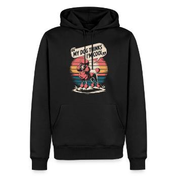 Pudel Mein Hund Denkt Das Ich Cool Bin - Männer Premium Bio Hoodie - Schwarz - Vorne - Nico (187cm)