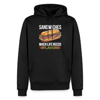 Sandwiches quand la vie a besoin de saveur - Sweat à capuche Premium bio Homme - noir - Devant - Nico (187cm)