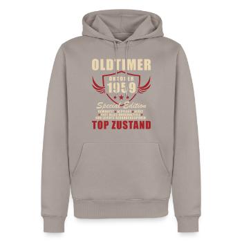 65th Birthday Classic Car October 1959 Year 59 - Men’s Premium Organic Hoodie - taupe - Front - Nico (187cm)