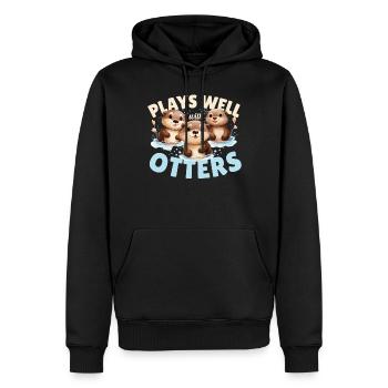 Spielt gut mit Ottern Liebenswert - Männer Premium Bio Hoodie - Schwarz - Vorne - Nico (187cm)