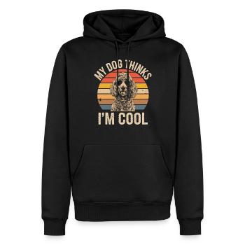 Pudel Mein Hund Denkt Das Ich Cool Bin - Männer Premium Bio Hoodie - Schwarz - Vorne - Nico (187cm)