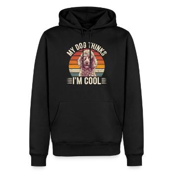 Caniche mon chien pense que je suis cool - Sweat à capuche Premium bio Homme - noir - Devant - Nico (187cm)