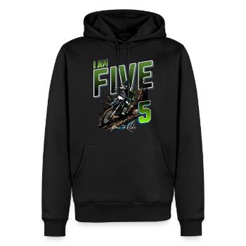 5e anniversaire de motocross - Sweat à capuche Premium bio Homme - noir - Devant - Nico (187cm)