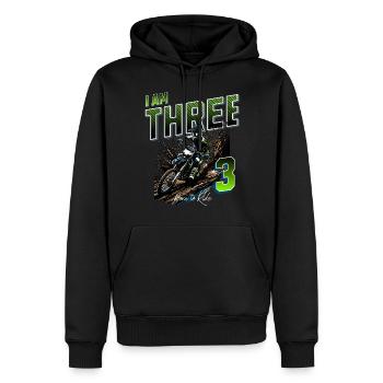 3e anniversaire de motocross - Sweat à capuche Premium bio Homme - noir - Devant - Nico (187cm)