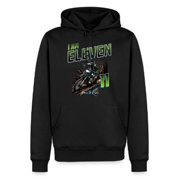 11e anniversaire de motocross - Sweat à capuche Premium bio Homme - noir - Devant - Nico (187cm)