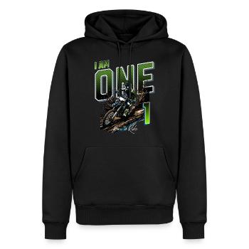 1er anniversaire de motocross - Sweat à capuche Premium bio Homme - noir - Devant - Nico (187cm)