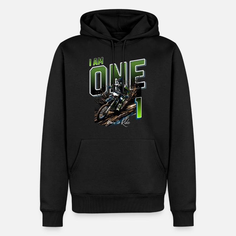 1er anniversaire de motocross - Sweat à capuche Premium bio Homme - noir