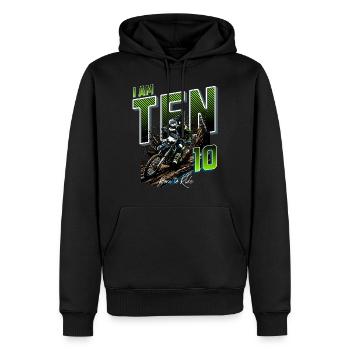10e anniversaire de motocross - Sweat à capuche Premium bio Homme - noir - Devant - Nico (187cm)