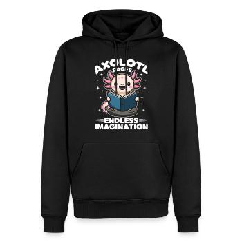 Funny Axolotl Books Kawaii Axolotl Pages - Männer Premium Bio Hoodie - Schwarz - Vorne - Nico (187cm)