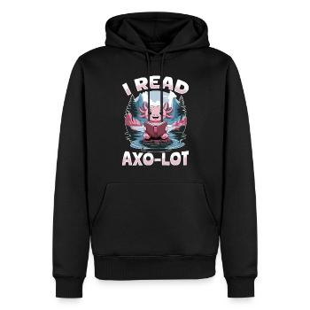 Livres Axolotl drôles Kawaii je lis Axo-lot - Sweat à capuche Premium bio Homme - noir - Devant - Nico (187cm)
