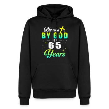 65. Geburtstag Gott 65 Jahren - Männer Premium Bio Hoodie - Schwarz - Vorne - Nico (187cm)
