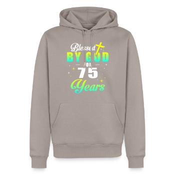 75. Geburtstag Gott 75 Jahren - Männer Premium Bio Hoodie - Taupe - Vorne - Nico (187cm)