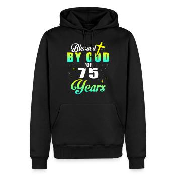 75. Geburtstag Gott 75 Jahren - Männer Premium Bio Hoodie - Schwarz - Vorne - Nico (187cm)