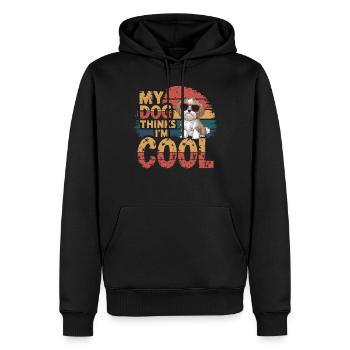 Shi shitzu mon chien pense que je suis cool - Sweat à capuche Premium bio Homme - noir - Devant - Nico (187cm)