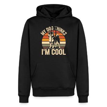 Shiba Inu Mon chien pense que je suis cool - Sweat à capuche Premium bio Homme - noir - Devant - Nico (187cm)