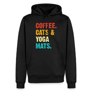 Tapis de yoga pour chats de café - Sweat à capuche Premium bio Homme - noir - Devant - Nico (187cm)