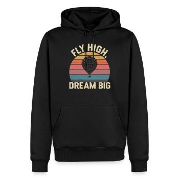Fly High Dream Big Hot Air Balloon Inspiration - Men’s Premium Organic Hoodie - black - Front - Nico (187cm)