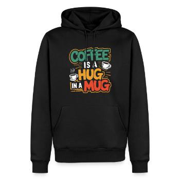 Kaffee Umarmung - Männer Premium Bio Hoodie - Schwarz - Vorne - Nico (187cm)