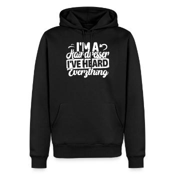 Je suis coiffeuse, j’ai tout entendu drôle - Sweat à capuche Premium bio Homme - noir - Devant - Nico (187cm)