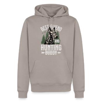 Meilleur ami et compagnon de chasse Chien fidèle - Sweat à capuche Premium bio Homme - taupe - Devant - Nico (187cm)
