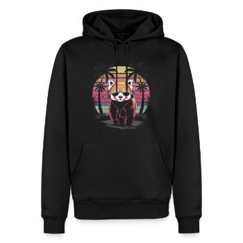 Roter Panda mit Sonnenbrille und Kopfhörer - Männer Premium Bio Hoodie - Schwarz - Vorne - Nico (187cm)