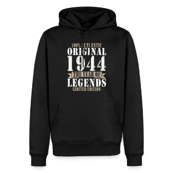 Légende 1944 Anniversaire Légendaire depuis 1944 - Sweat à capuche Premium bio Homme - noir - Devant - Nico (187cm)