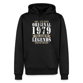Legend 1979 Birthday Legendary since 1979 - Men’s Premium Organic Hoodie - black - Front - Nico (187cm)