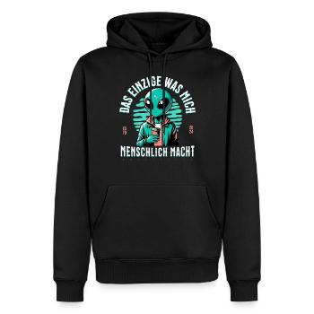 La seule chose qui me rend humain - le café extraterrestre - Sweat à capuche Premium bio Homme - noir - Devant - Nico (187cm)