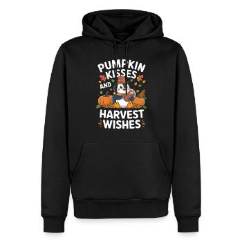 Pinguin Erntedankfest: Kürbisküsse und - Männer Premium Bio Hoodie - Schwarz - Vorne - Nico (187cm)