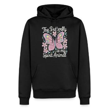 Schmetterling Le papillon est mon animal spirituel - Sweat à capuche Premium bio Homme - noir - Devant - Nico (187cm)