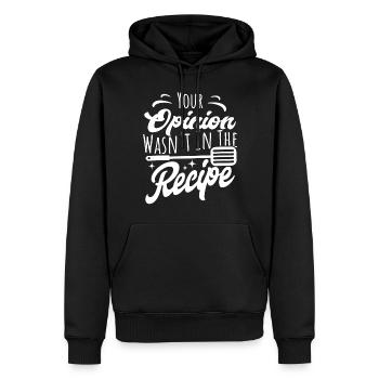 Votre avis n’était pas dans la recette Cuisine amusante - Sweat à capuche Premium bio Homme - noir - Devant - Nico (187cm)