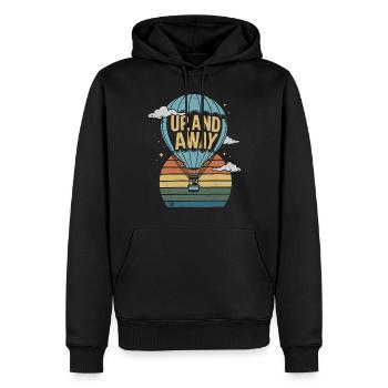 Heißluftballon - Hoch Hinaus und Weg - Männer Premium Bio Hoodie - Schwarz - Vorne - Nico (187cm)