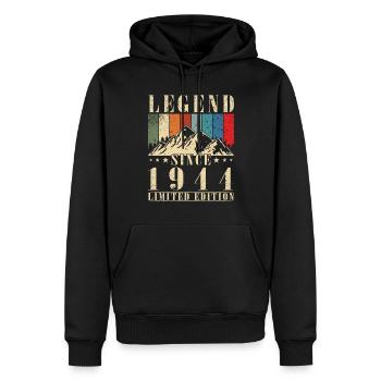 Jahrgang 1944 Jahrgang 1944 Geburtstag - Männer Premium Bio Hoodie - Schwarz - Vorne - Nico (187cm)