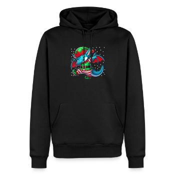 Elfe Dragon de Noël Amoureux du Dragon Drôle - Sweat à capuche Premium bio Homme - noir - Devant - Nico (187cm)