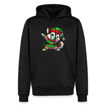 Weihnachten Husky Elf Lustig Husky Liebhaber - Männer Premium Bio Hoodie - Schwarz - Vorne - Nico (187cm)