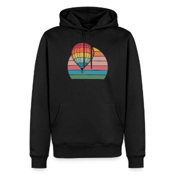 Heißluftballon Retro Sonnenuntergang - Männer Premium Bio Hoodie - Schwarz - Vorne - Nico (187cm)