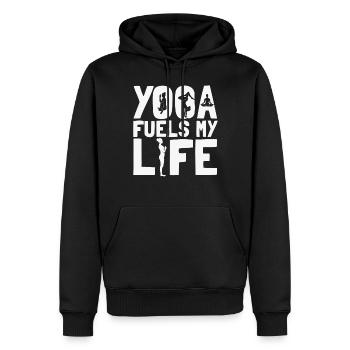 Le yoga alimente ma vie Yogi inspirant - Sweat à capuche Premium bio Homme - noir - Devant - Nico (187cm)
