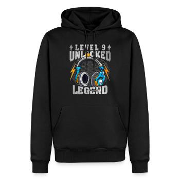 Level 9 Unlocked - 9th Birthday - Männer Premium Bio Hoodie - Schwarz - Vorne - Nico (187cm)
