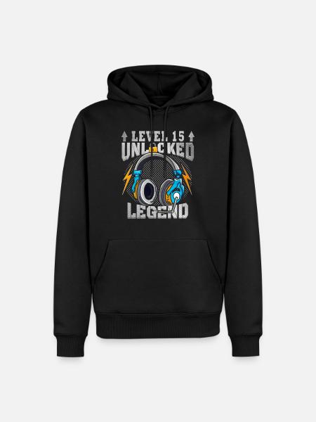Niveau 15 débloqué - Sweat à capuche Premium bio Homme - noir