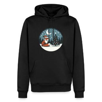 Noël Noël renard chapeau de Noël neige plaisir - Sweat à capuche Premium bio Homme - noir - Devant - Nico (187cm)