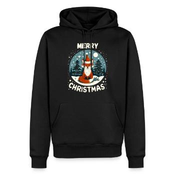 Joyeux Noël Renard Noël Hiver Neige - Sweat à capuche Premium bio Homme - noir - Devant - Nico (187cm)